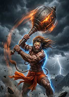 Lord Hanuman Epic Battle Form 4K | Bajrangbali Powerful Storm Warrior