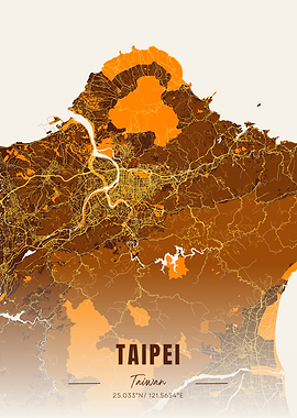 Taipei City Map Art