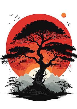 Silhouette Tree at Sunset