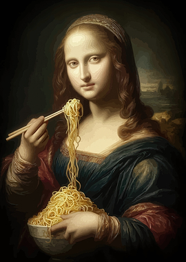 Mona Lisa Eating Noodles