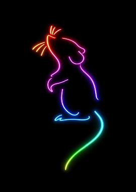 Neon Cat Silhouette