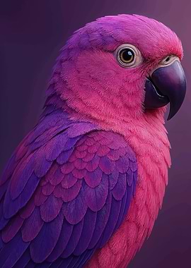 Vibrant Pink and Purple Parrot Portrait