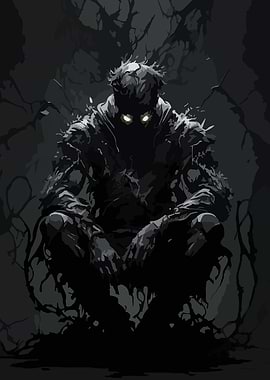 Dark Creature with Glowing Eyes