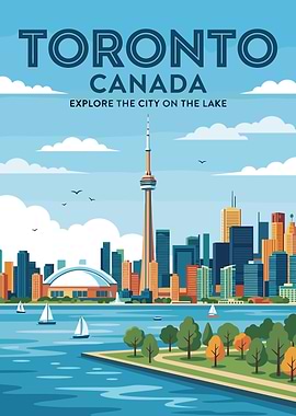 Toronto Skyline Travel Poster
