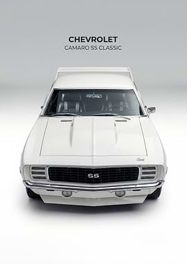 White Chevrolet Camaro SS Classic poster