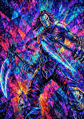Stained Glass Warrior with Scythe