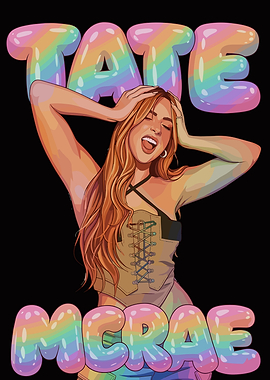 Tate McRae Rainbow Bubble Text Art