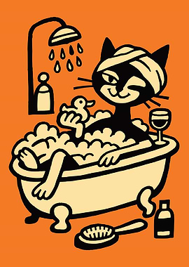 Relaxing Cat Bath Poster