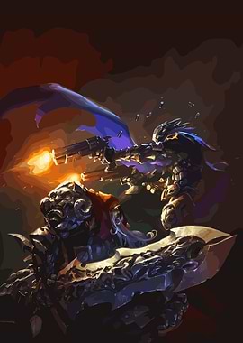 Fantasy warrior firing a gun