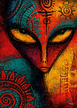 Cosmic Alien Spirit – Expressionist Abstract Wall Art