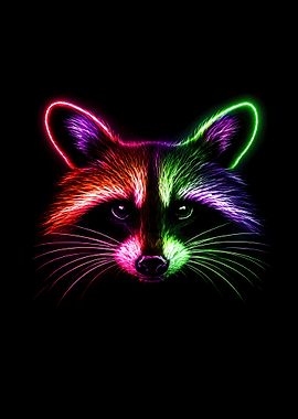 Neon Raccoon Portrait