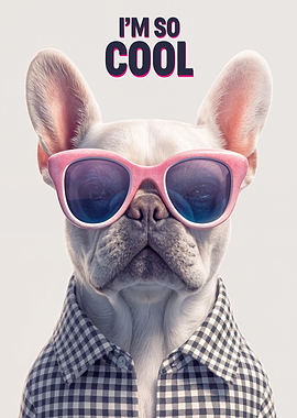 French Bulldog Wearing Sunglasses and Shirt