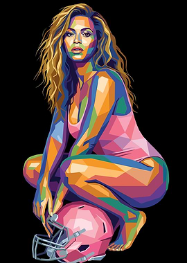 Beyonce Pop Art Football