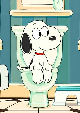 Snoopy on a Toilet