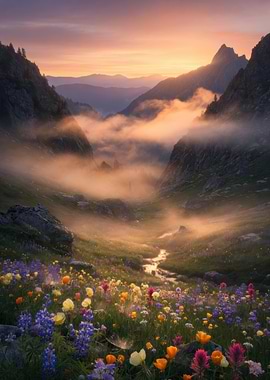 Misty Mountain Valley Wildflower Meadow