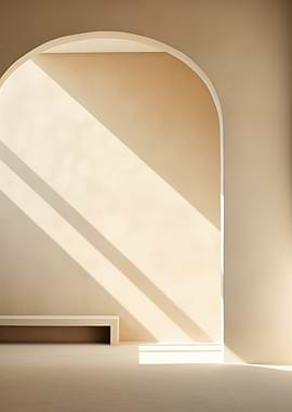 Diagonal Sunlight Through Minimal Arch — Soft Geometry No. 02