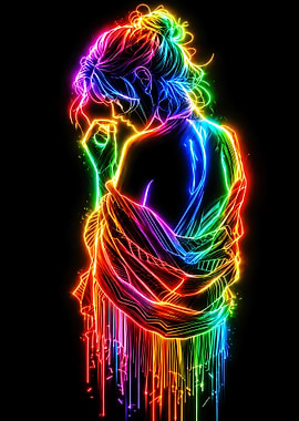 Neon Outline of a Woman