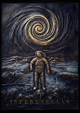 Interstellar Astronaut in Swirling Vortex