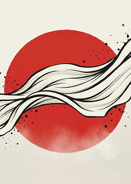 Japanese Sun and Flowing Fabric
