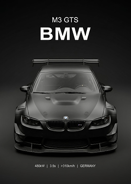 Matte Black raceBMW M3 GTS poster