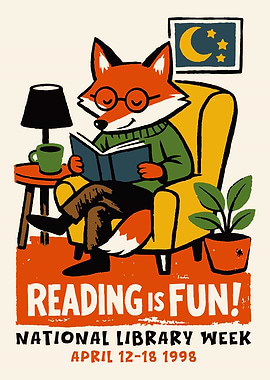Reading Fox Poster Print