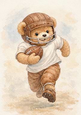 Vintage Nursery Football Teddy Bear