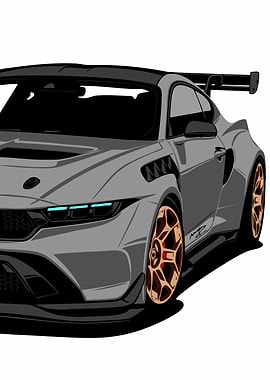 Gray Sports Car with Spoiler