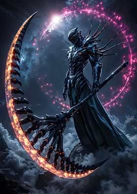 Dark Grim Reaper with Fiery Scythe