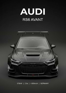 black race Audi RS6 Avant poster