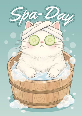 Cute Cat Spa Day Illustration