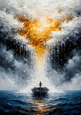 Divine Storm: Boat Beneath the Heavenly Light