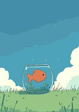 Goldfish in a Bowl Under the Sky