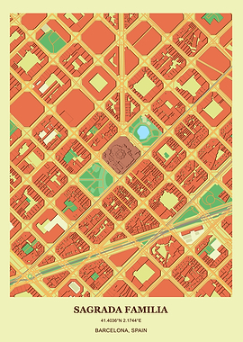 Sagrada Familia Map Art