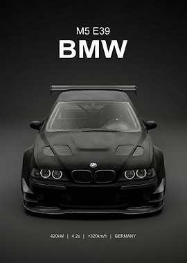 Race Car black BMW M5 E39 poster