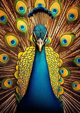 Close-up of a Peacock's Display