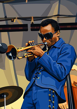 Miles Davis Playing Trumpet