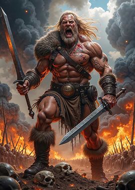 Fierce Viking Warrior in Battle