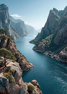 Majestic Fjord with Towering Mountains