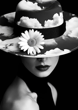 Woman in Cloud Hat with Daisy