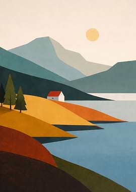 Sunlit Mountain Lake Poster