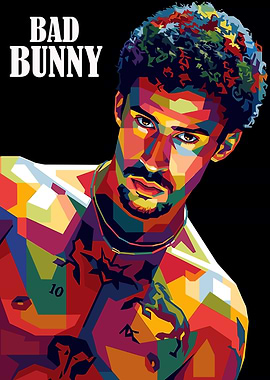 Bad Bunny Pop Art Portrait