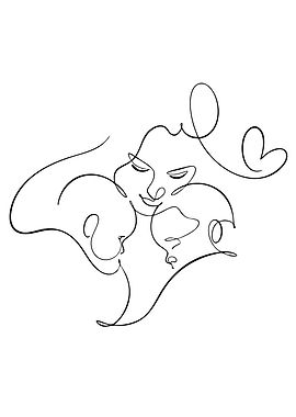 Abstract Family Love Line Art