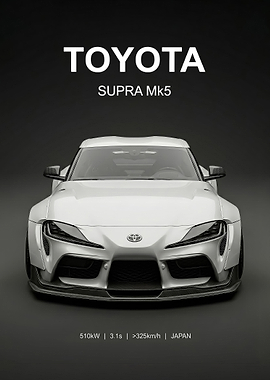 white sport Toyota Mk5 Supra poster