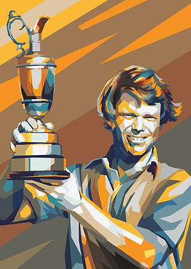 Golfer Holding Championship Trophy