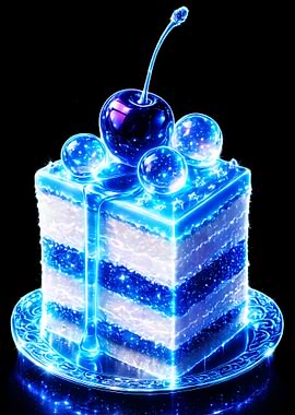 Glowing Blue Cherry Cake