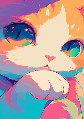 Vibrant Pop Art Cat Portrait