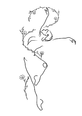 Line Art Dancer with Flowers