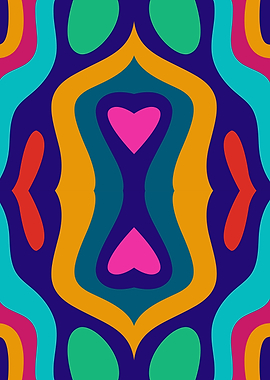 Abstract Retro Heart Seamless Pattern