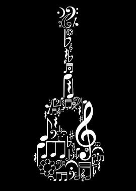 Guitar made of musical notes