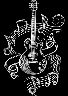 Guitar with Musical Notes